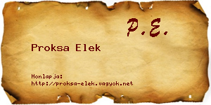 Proksa Elek névjegykártya